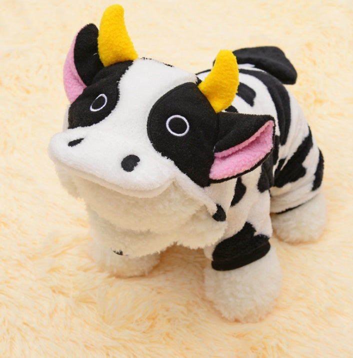 New Pet Dog Cat Coat Warm Cow Costume Cow