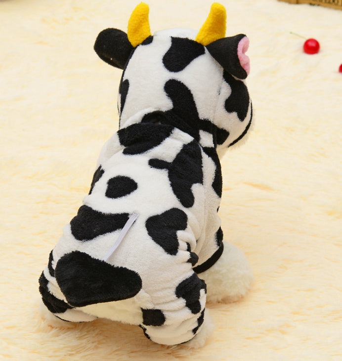 New Pet Dog Cat Coat Warm Cow Costume Cow