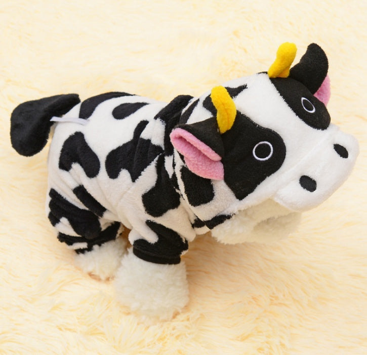 New Pet Dog Cat Coat Warm Cow Costume Cow
