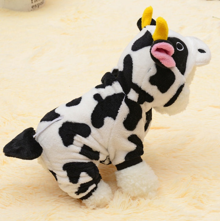 New Pet Dog Cat Coat Warm Cow Costume Cow