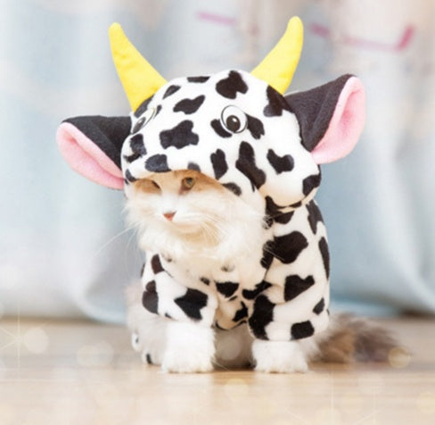 New Pet Dog Cat Coat Warm Cow Costume Cow
