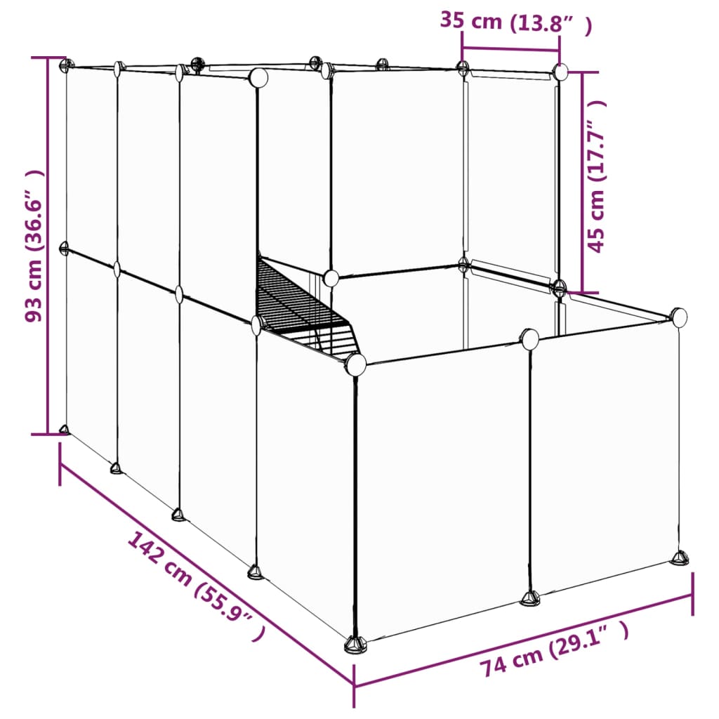 vidaXL Small Animal Cage DIY Small Animal House Rabbit Hutch PP and Steel